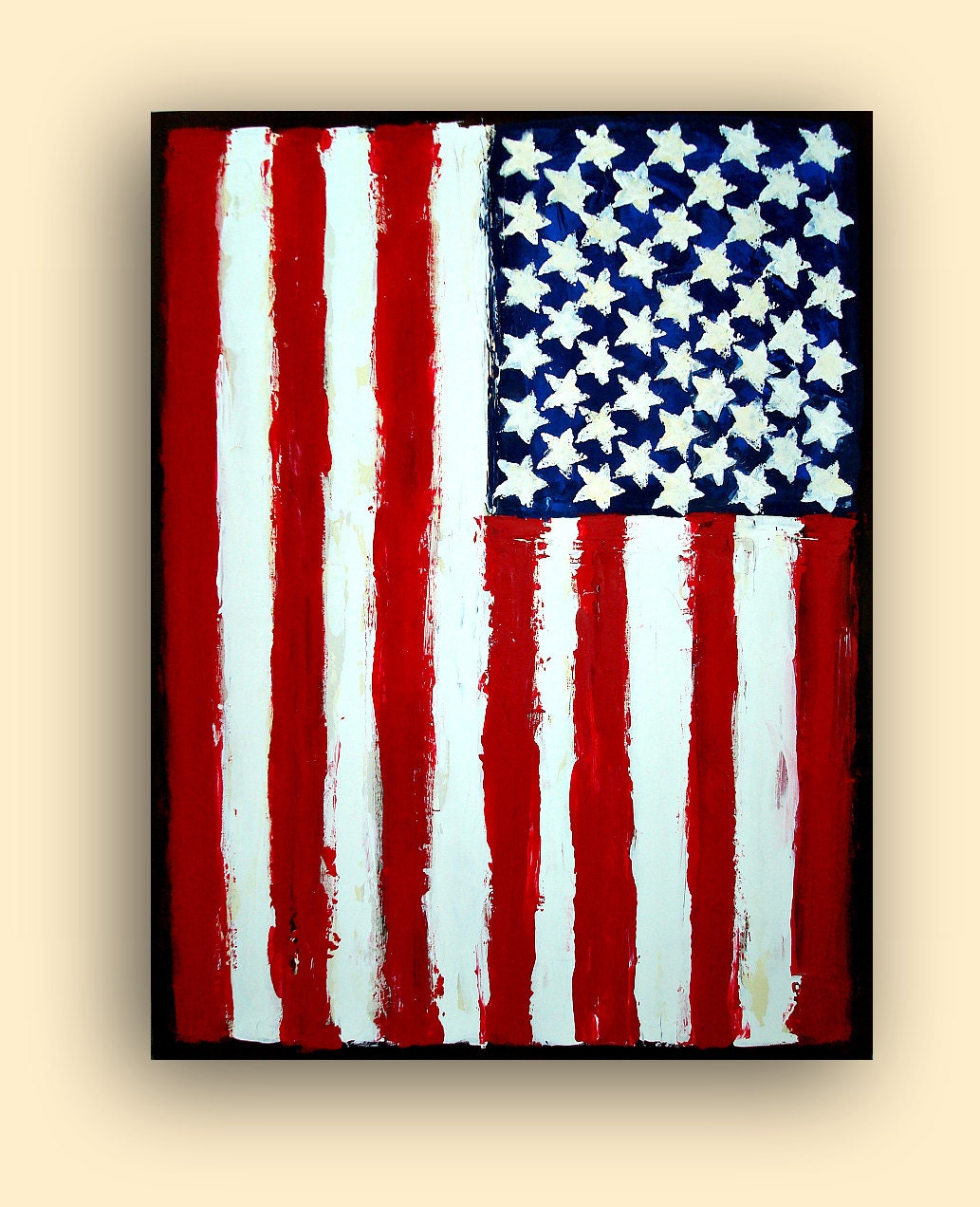 ORIGINAL American Flag Acrylic Abstract Painting Titled: FREEDOM 30x40x1.5" by Ora Birenbaum