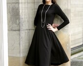 Elegant Cowl Dress: black dress shown, sizes xs, s, m,l, xl, and plus sizes 1x, 2x, 3x