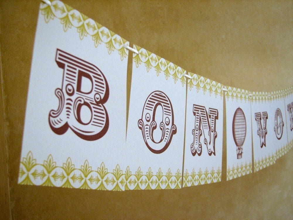 Bon Voyage Travel Inspired Paper Banner Party Garland