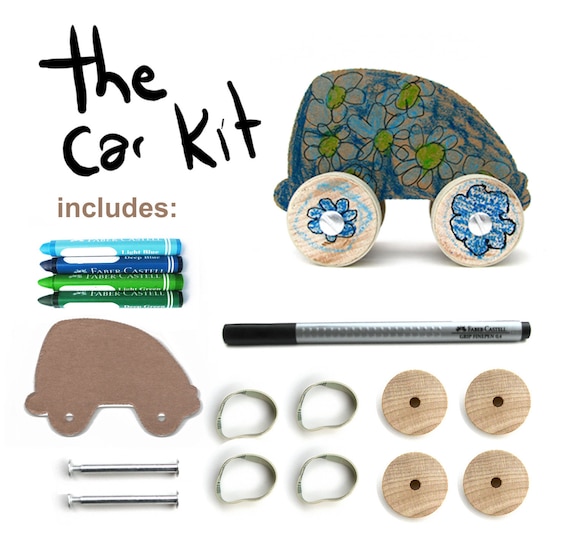 DIY kit - car- cool (blues,greens) colours- craft kit