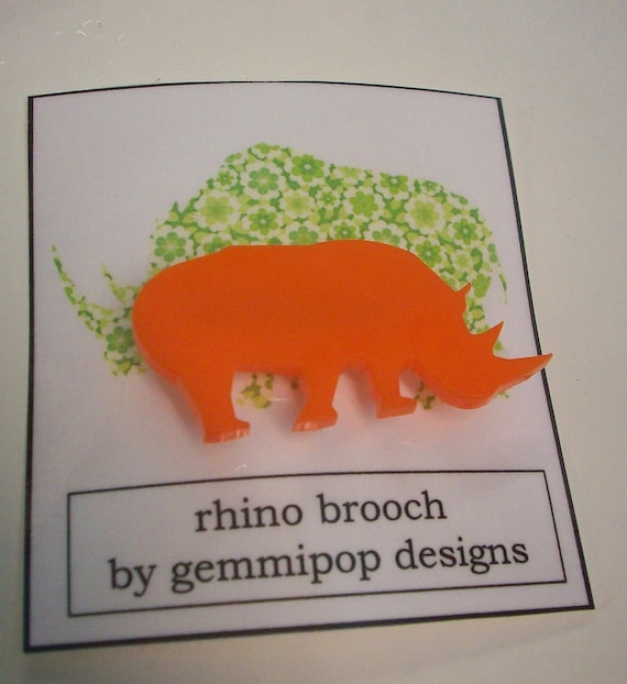 Rhino Brooch - laser cut acrylic