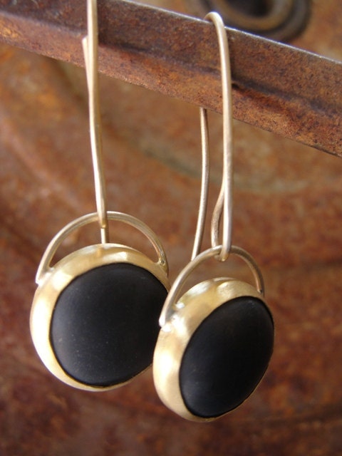 Earrings - 22k Gold & Black Onyx  Earrings