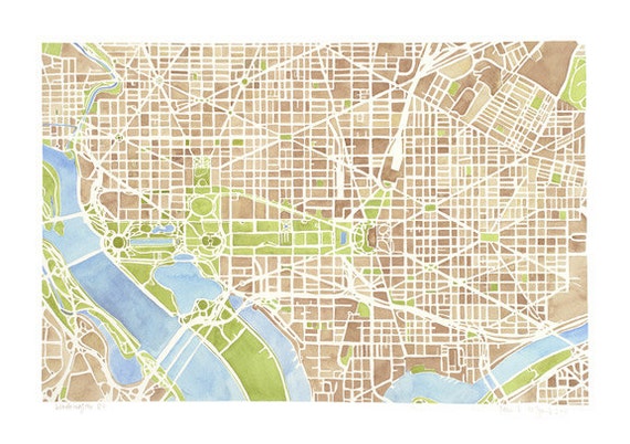 Washington DC City Map Print 8x10 Print Ready to Frame