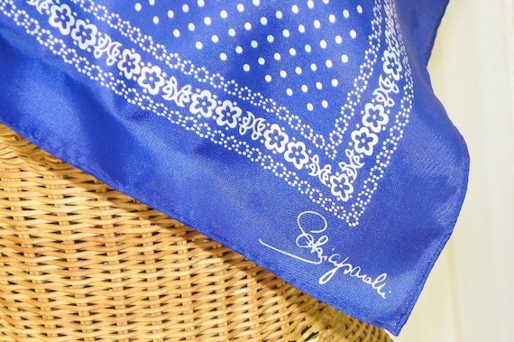 Vintage Schiaparelli Designer Silk Rayon Scarf  Navy Blue White Polka Dots Glentex Exquisite Beauty and Condition on Etsy