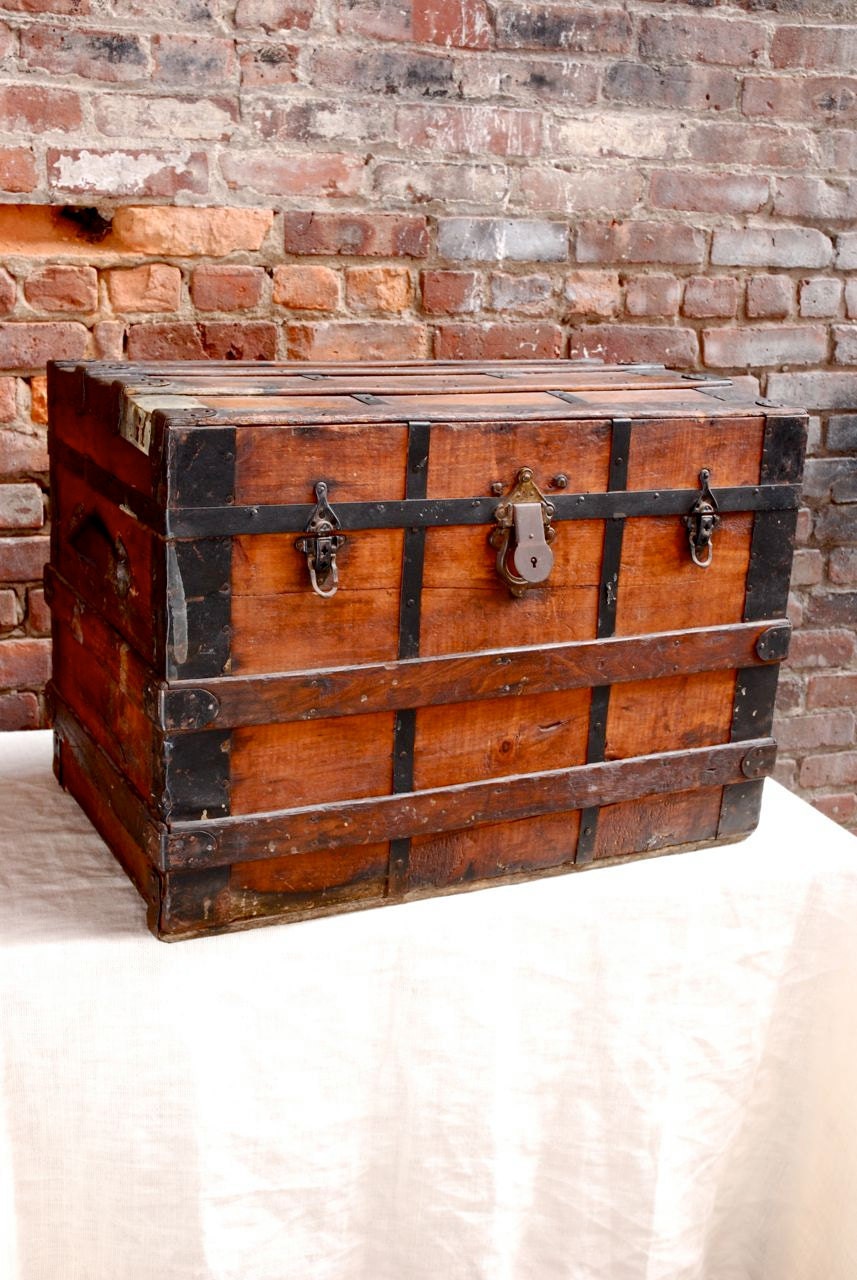 Antique Wood Steamer Trunk / Free Delivery NYC